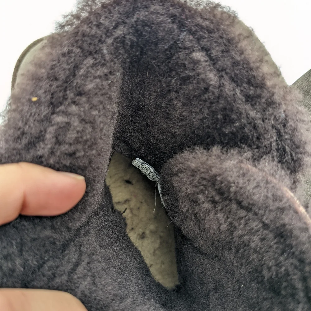 BEARPAW Abigail Brown Suede Leather Sheepskin/Wool Winter Slipper Boots cozy